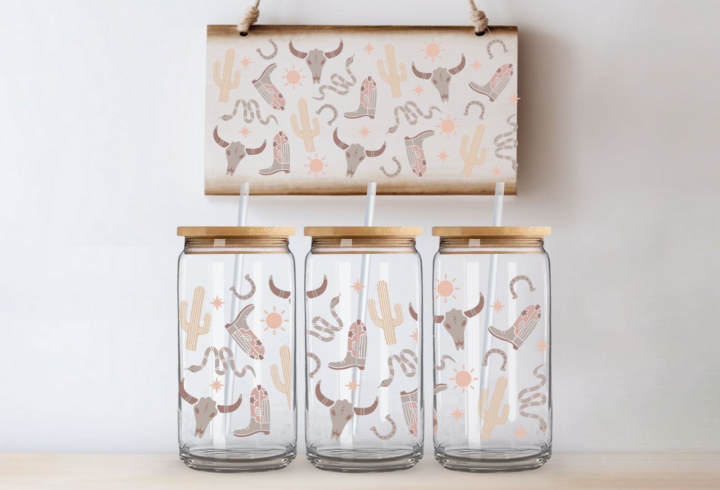 16oz Western Can Glass Cup