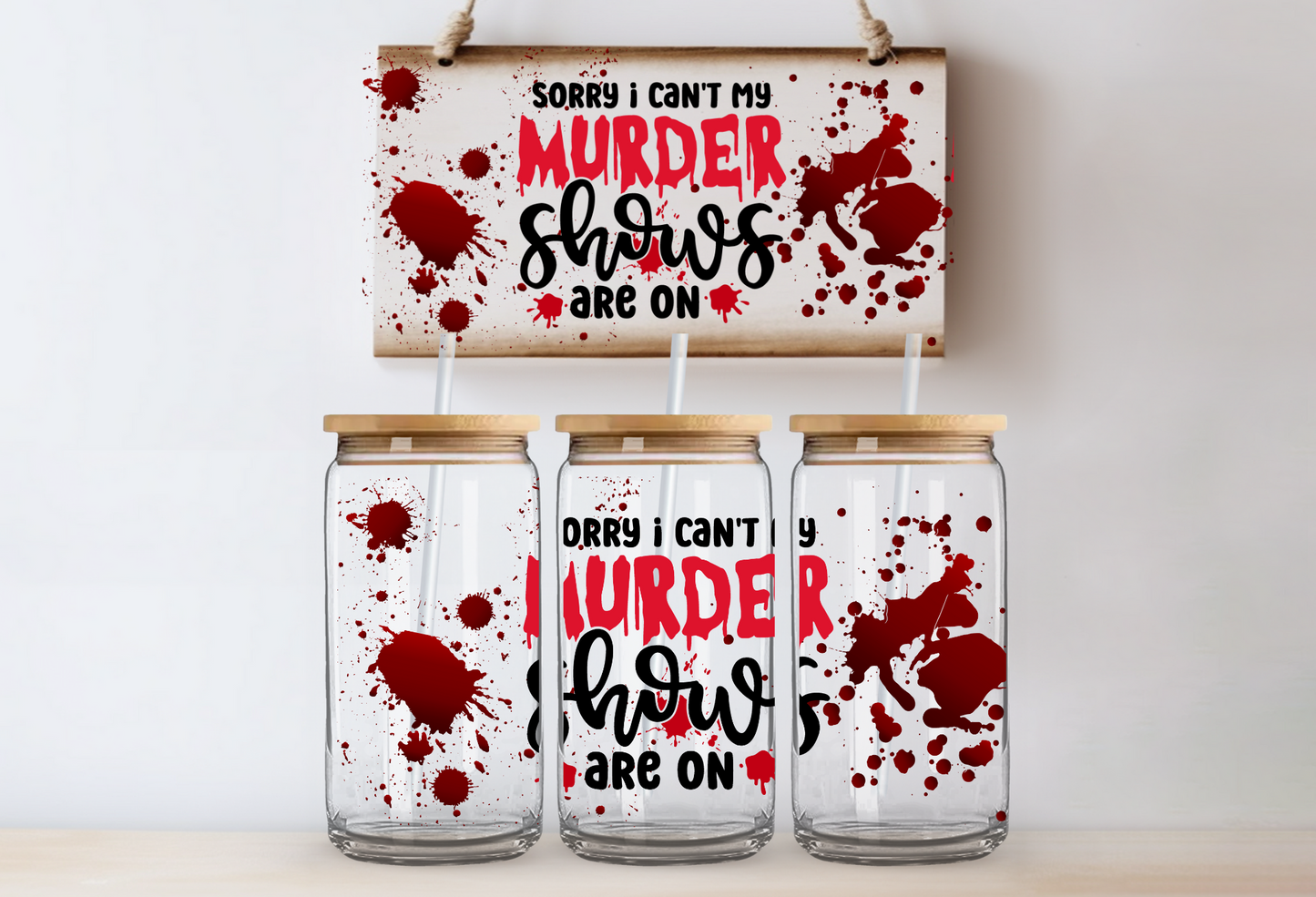 16oz Murder Shows Can Glass Cup