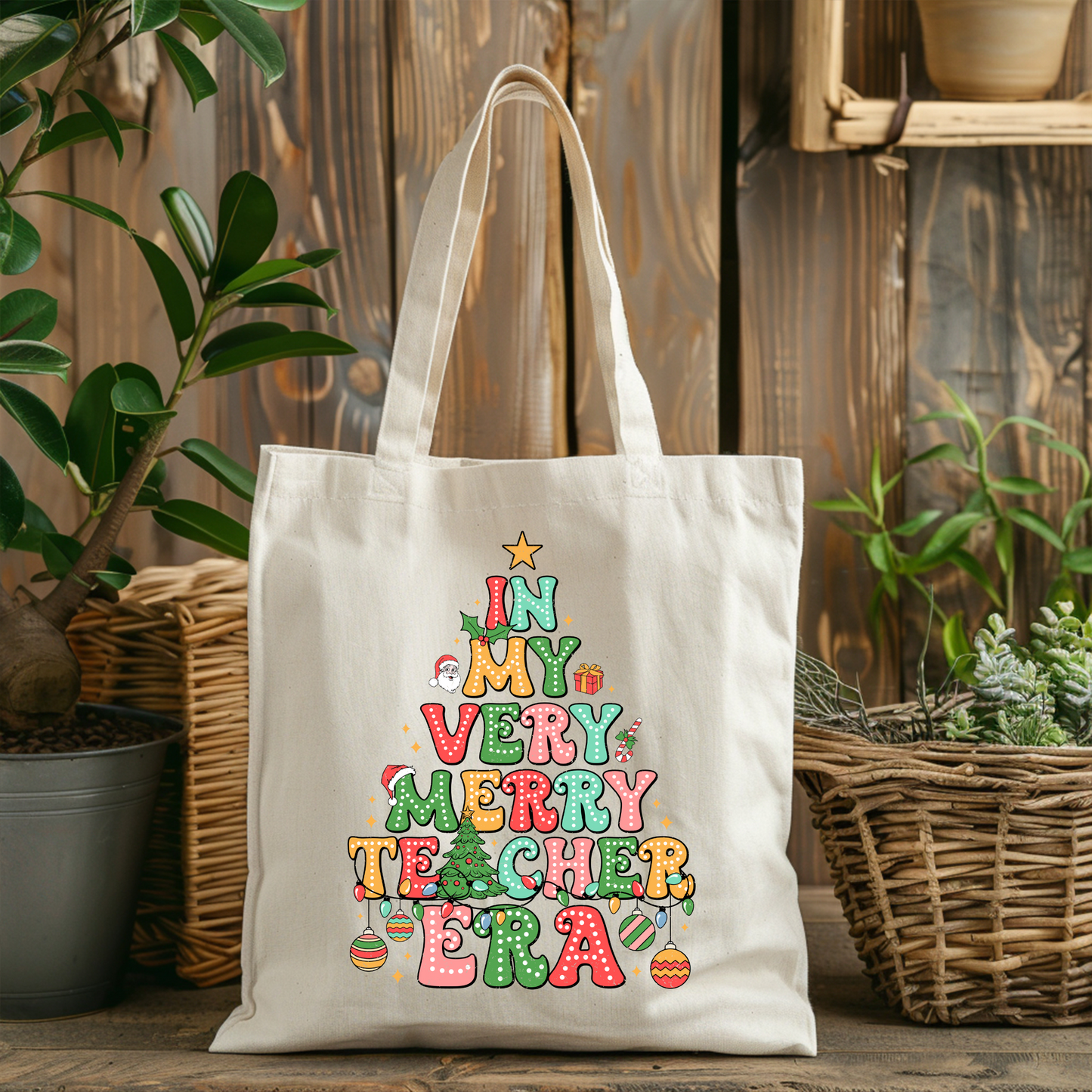 Very Merry Teacher Era Tote Bag