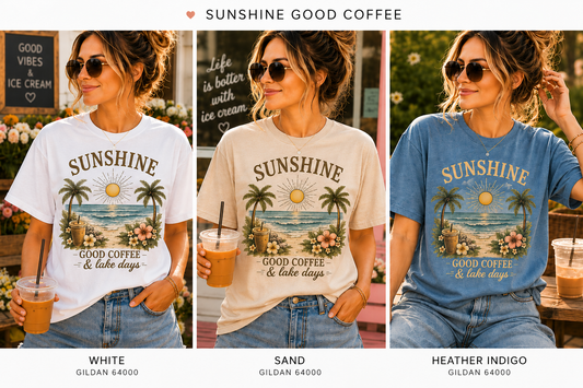 Sunshine and Good Coffee Adult T-Shirt
