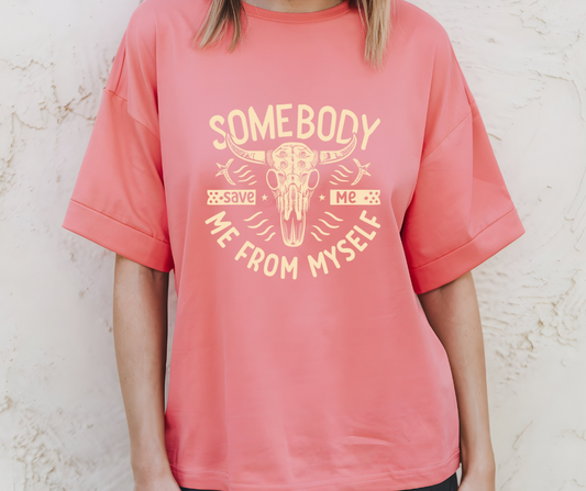 Somebody Save Me  T-Shirt Coral- JR